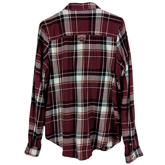 Vans Womens Burgundy Plaid Flannel Button Up Shirt Size M Rugged Chic Cabincore - Picture 2 of 9